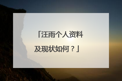 汪雨个人资料及现状如何？