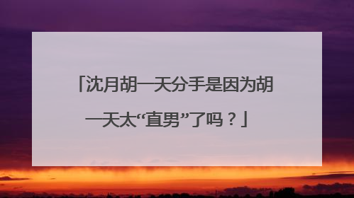 沈月胡一天分手是因为胡一天太“直男”了吗？