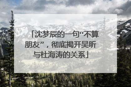 沈梦辰的一句“不算朋友”,彻底揭开吴昕与杜海涛的关系