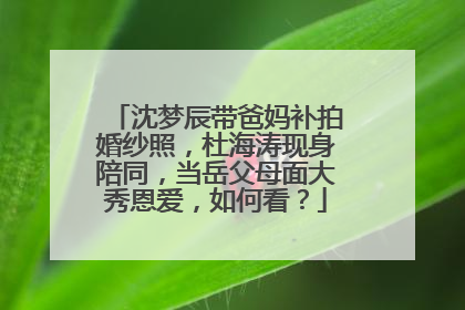 沈梦辰带爸妈补拍婚纱照，杜海涛现身陪同，当岳父母面大秀恩爱，如何看？