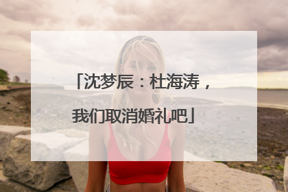沈梦辰:杜海涛,我们取消婚礼吧