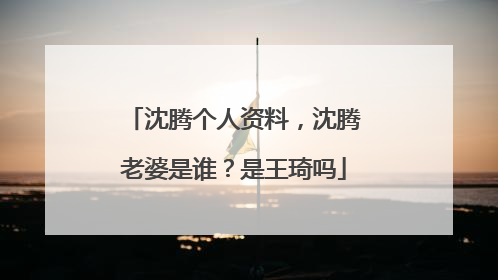 沈腾个人资料，沈腾老婆是谁？是王琦吗
