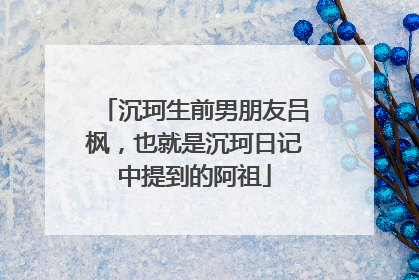沉珂生前男朋友吕枫，也就是沉珂日记中提到的阿祖