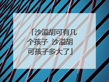 沙溢胡可有几个孩子 沙溢胡可孩子多大了