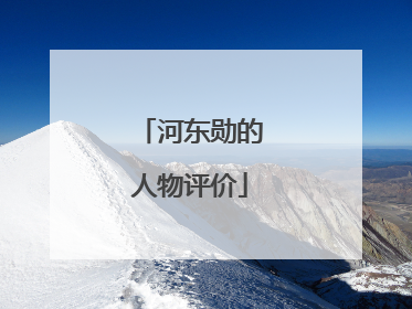 河东勋的人物评价