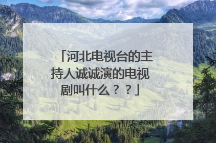 河北电视台的主持人诚诚演的电视剧叫什么??