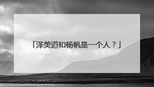 泽美道和杨帆是一个人？