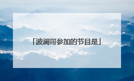 波澜哥参加的节目是