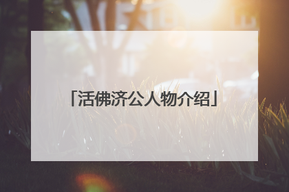 活佛济公人物介绍