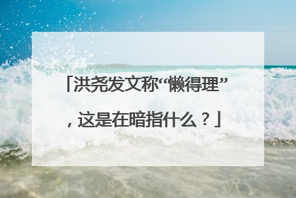 洪尧发文称“懒得理”，这是在暗指什么？