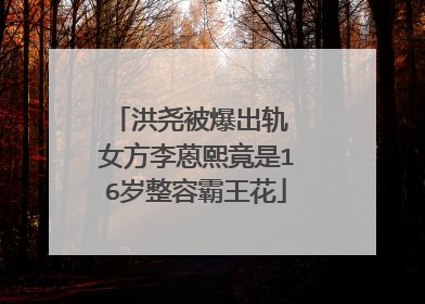 洪尧被爆出轨 女方李蒽熙竟是16岁整容霸王花