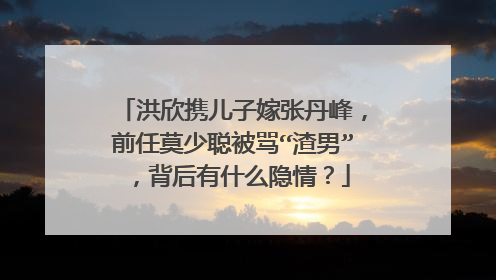 洪欣携儿子嫁张丹峰，前任莫少聪被骂“渣男”，背后有什么隐情？