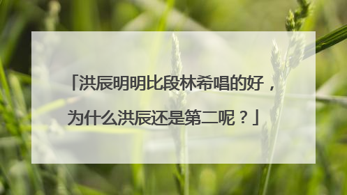 洪辰明明比段林希唱的好,为什么洪辰还是第二呢?