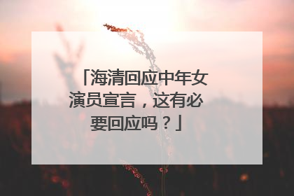 海清回应中年女演员宣言，这有必要回应吗？