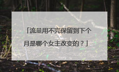 流量用不完保留到下个月是哪个女主改变的?