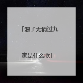 浪子无情过九家是什么歌