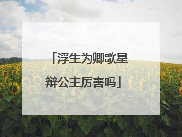 浮生为卿歌星辩公主厉害吗