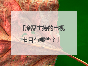 涂磊主持的电视节目有哪些？