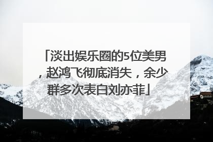 淡出娱乐圈的5位美男,赵鸿飞彻底消失,余少群多次表白刘亦菲