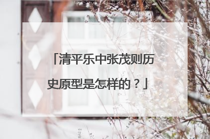清平乐中张茂则历史原型是怎样的？