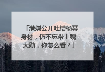 港媒公开吐槽杨幂身材，仍不忘带上魏大勋，你怎么看？