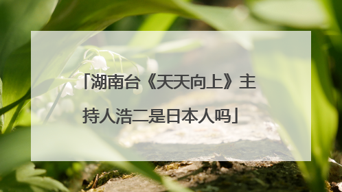 湖南台《天天向上》主持人浩二是日本人吗