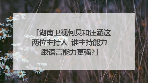 湖南卫视何炅和汪涵这两位主持人 谁主持能力跟语言能力更强?