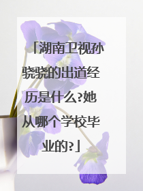 湖南卫视孙骁骁的出道经历是什么?她从哪个学校毕业的?