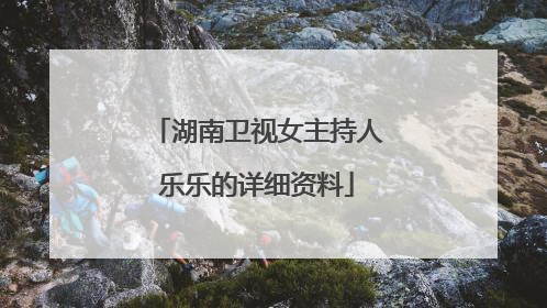 湖南卫视女主持人乐乐的详细资料