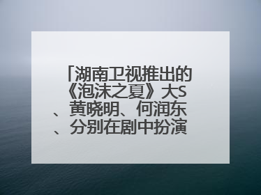湖南卫视推出的《泡沫之夏》大S、黄晓明、何润东、分别在剧中扮演什么角色?