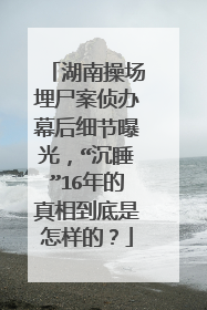 湖南操场埋尸案侦办幕后细节曝光，“沉睡”16年的真相到底是怎样的？
