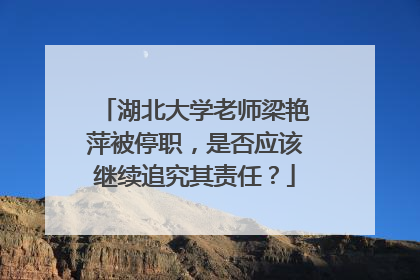 湖北大学老师梁艳萍被停职,是否应该继续追究其责任?