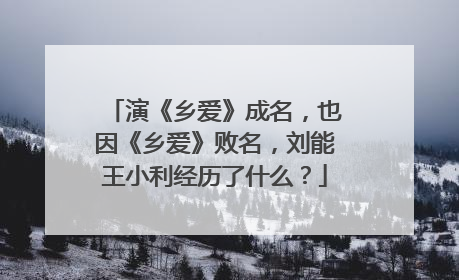 演《乡爱》成名，也因《乡爱》败名，刘能王小利经历了什么？