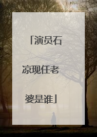 演员石凉现任老婆是谁