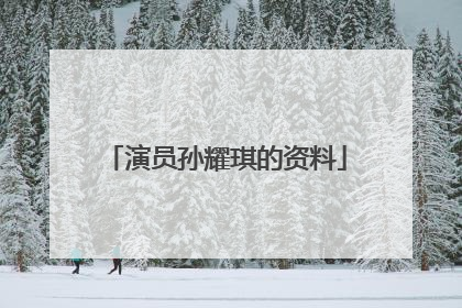 演员孙耀琪的资料