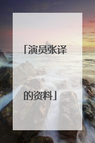 演员张译的资料