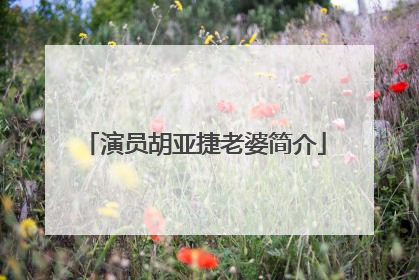 演员胡亚捷老婆简介