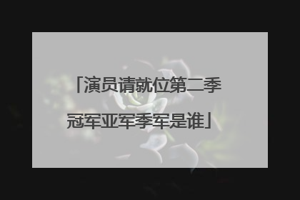 演员请就位第二季冠军亚军季军是谁