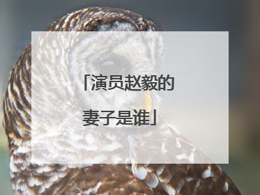 演员赵毅的妻子是谁