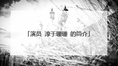 演员 淳于珊珊 的简介