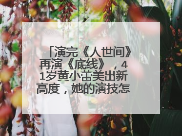 演完《人世间》再演《底线》，41岁黄小蕾美出新高度，她的演技怎么样？