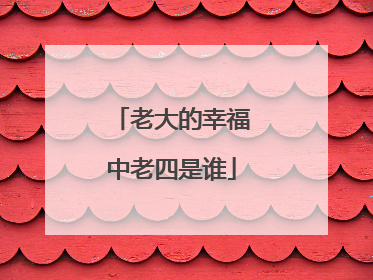 老大的幸福中老四是谁