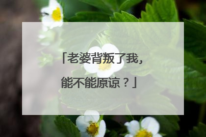 老婆背叛了我, 能不能原谅？
