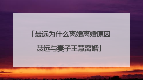 聂远为什么离婚离婚原因 聂远与妻子王慧离婚