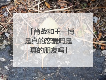 肖战和王一博是真的恋爱吗是真的朋友吗