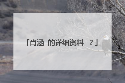 肖涵 的详细资料 ?