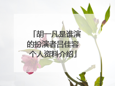 胡一凡是谁演的扮演者吕佳容个人资料介绍