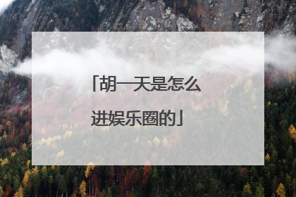 胡一天是怎么进娱乐圈的