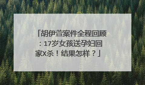 胡伊萱案件全程回顾：17岁女孩送孕妇回家X杀！结果怎样？