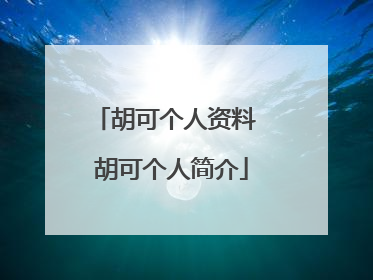 胡可个人资料 胡可个人简介